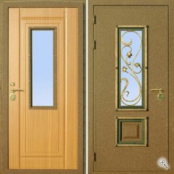 Дверь металлическая входная  "Парадная " со стеклопакетом модель №1 